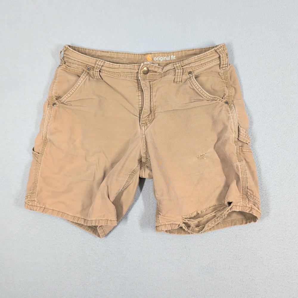 Carhartt Shorts Women 8 Tan Original Fit Canvas Work Utility Distressed Gorpcore